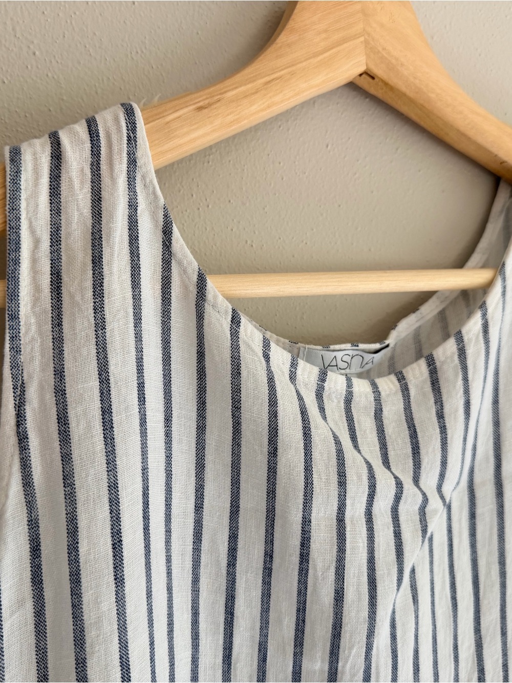 Striped Sleeveless Tiered Maxi Dress - Blue and White - Hi-lo